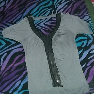 Dressy black and grey blouse.